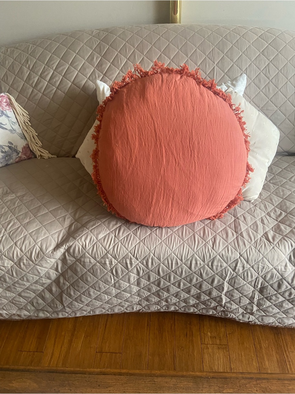 Mina Victory Coral Round Fringe Pillow 20” x 20”